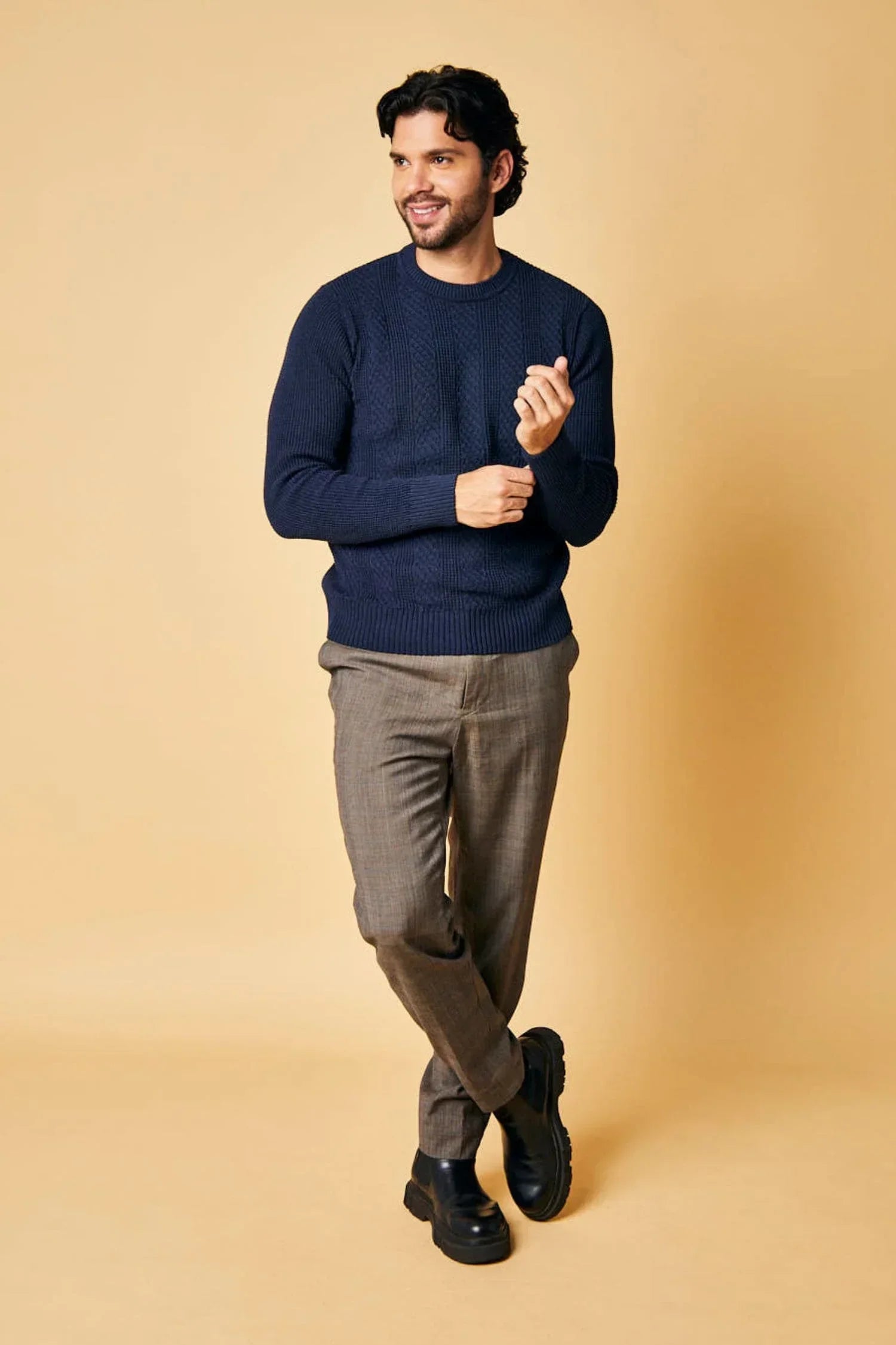 Suéter Cajicá en algodón regenerado trenzado perlado – Hombre